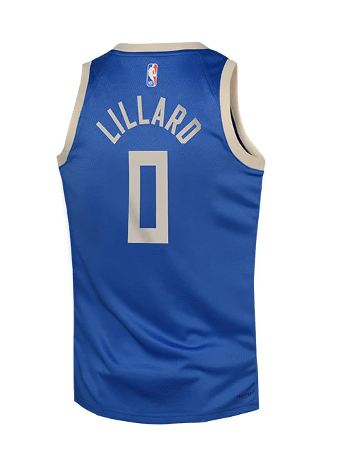 Youth Nike 2024-25 City Edition Damian Lillard Milwaukee Bucks Swingman Jersey Adventure