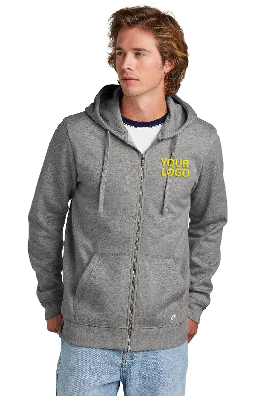 New Era Comeback Fleece Full-Zip Custom Hoodies, Dark Heather Grey Confident Men's Power