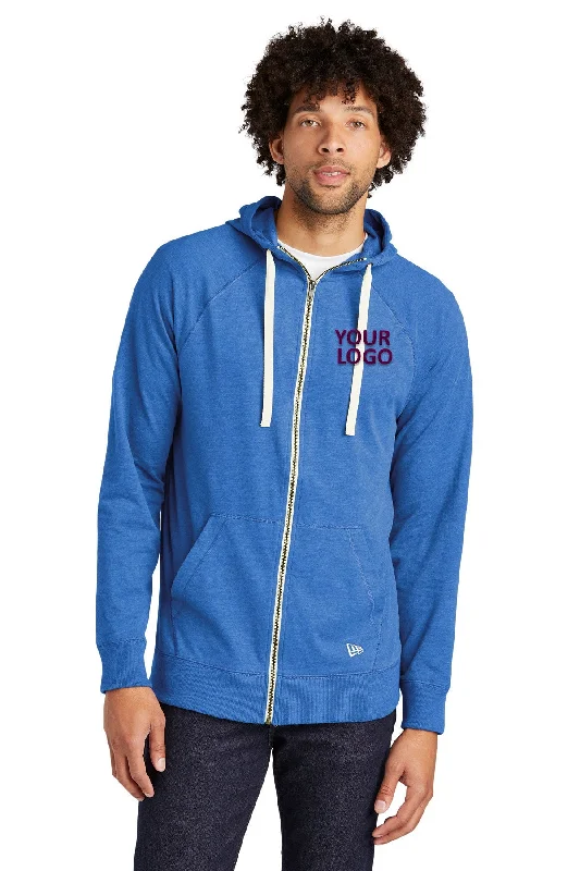 New Era Sueded Cotton Custom Zip Hoodies, Royal Heather Stylish Men's Tropical 