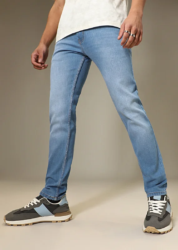 Opal Blue Slim fit Jeans Artistic Men's Hand