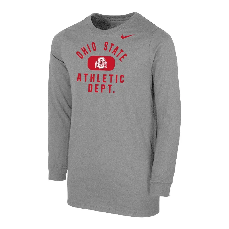 Youth Ohio State Buckeyes Arched Long Sleeve Gray T-Shirt Sporty Men's Tennis