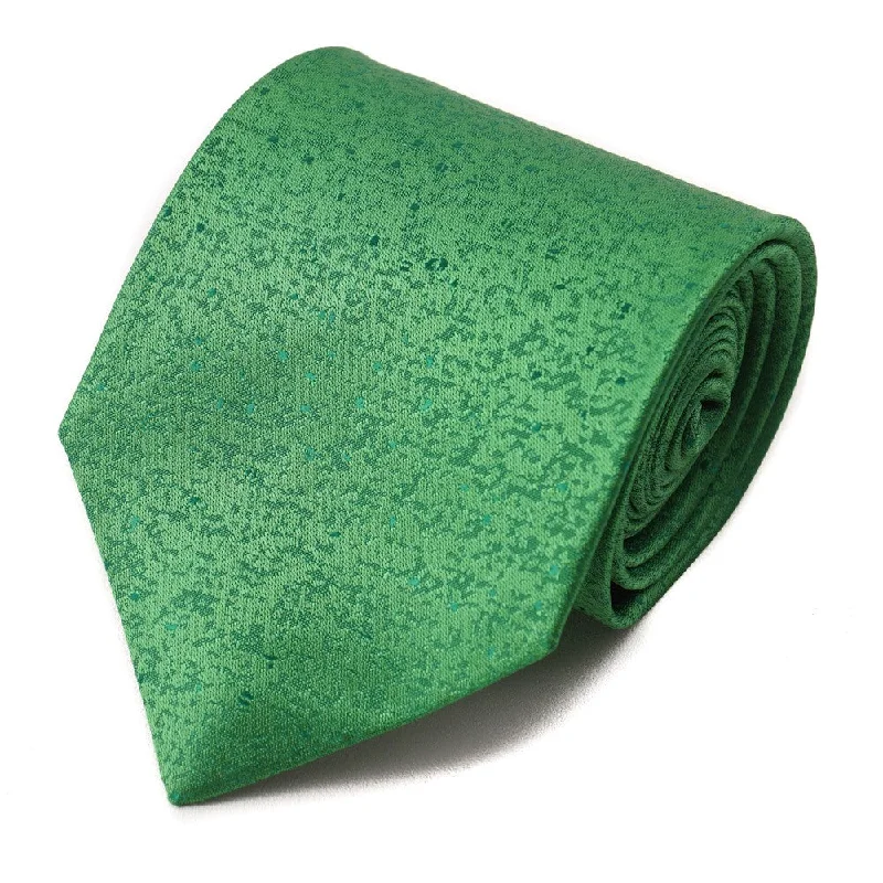 Isaia Bright Melon Green Patterned Silk Tie Laid