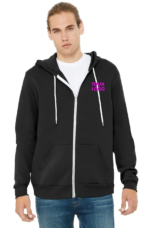 Bella Canvas Unisex Fleece Full-Zip Hoodie, Black Modern Men's Tech