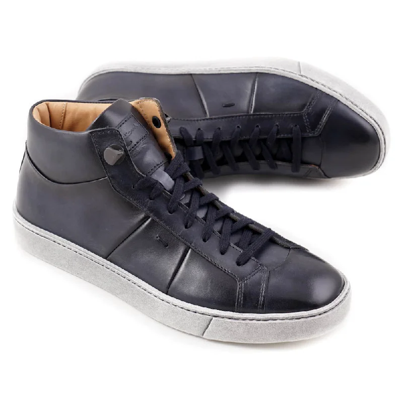 Santoni Mid-Top Sneakers in Dark Blue Casual Men's Loose