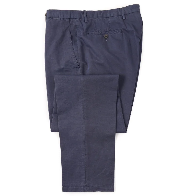 Boglioli Cotton-Linen Pants in Navy Blue Lumberjack