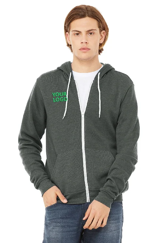 Bella Canvas Unisex Fleece Full-Zip Hoodie, Deep Heather Laid