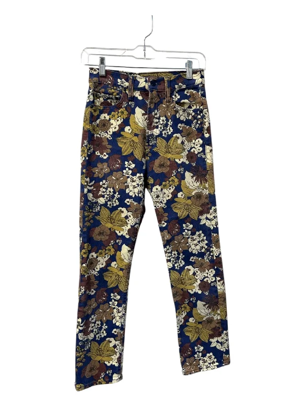 Mother Size 25 Blue, Yellow, & Cream Cotton Blend Floral zip fly Skinny Jeans Dynamic Men's High