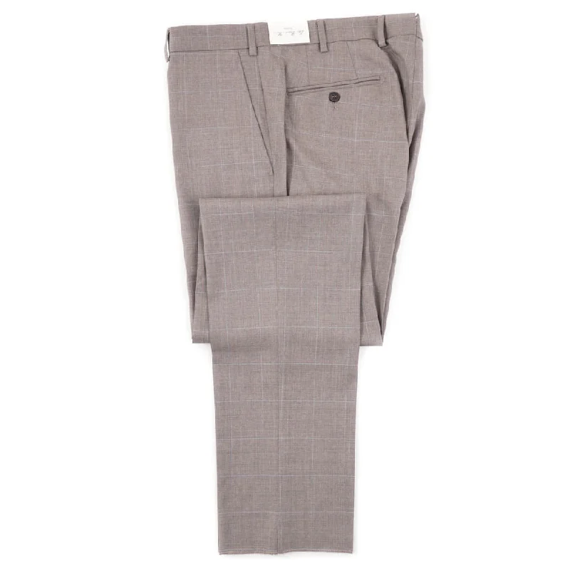 Luigi Bianchi Dove Gray Check Wool Pants Minimalist Men's Casual 