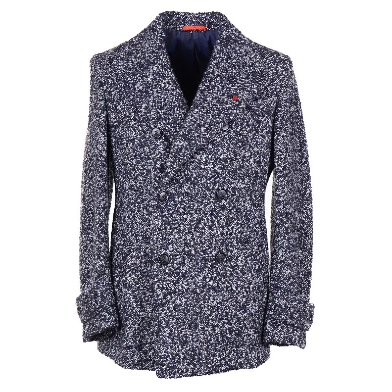 Isaia Plush Boucle Cashmere Peacoat Modern Men's Tech