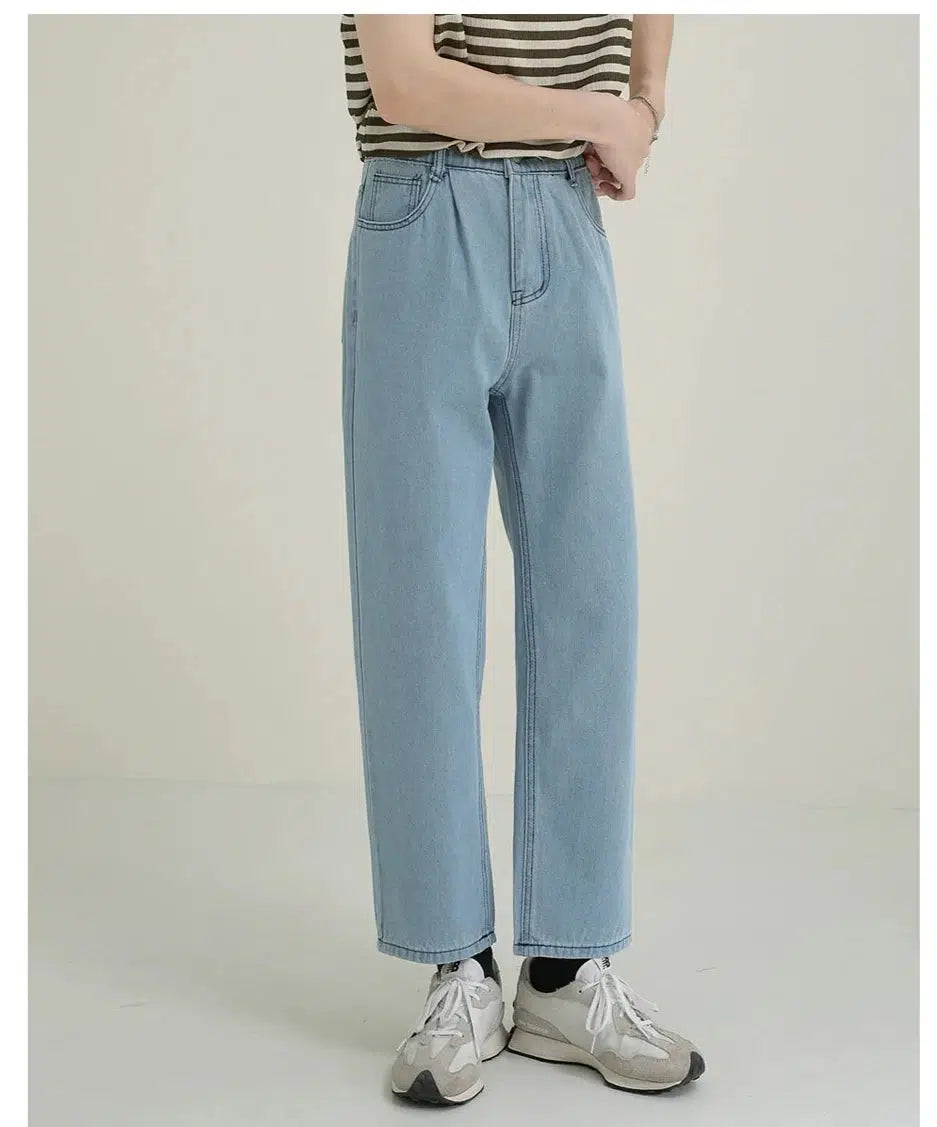 Light Blue Cropped Jeans Sporty Men's Tennis