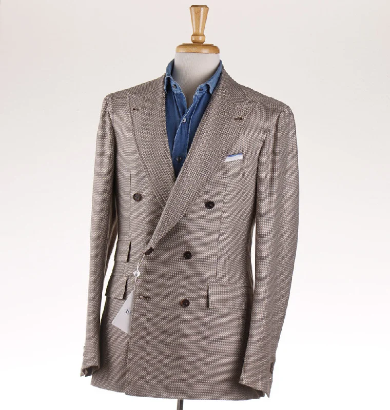 Orazio Luciano Houndstooth Silk and Wool Sport Coat Masculine Men's 