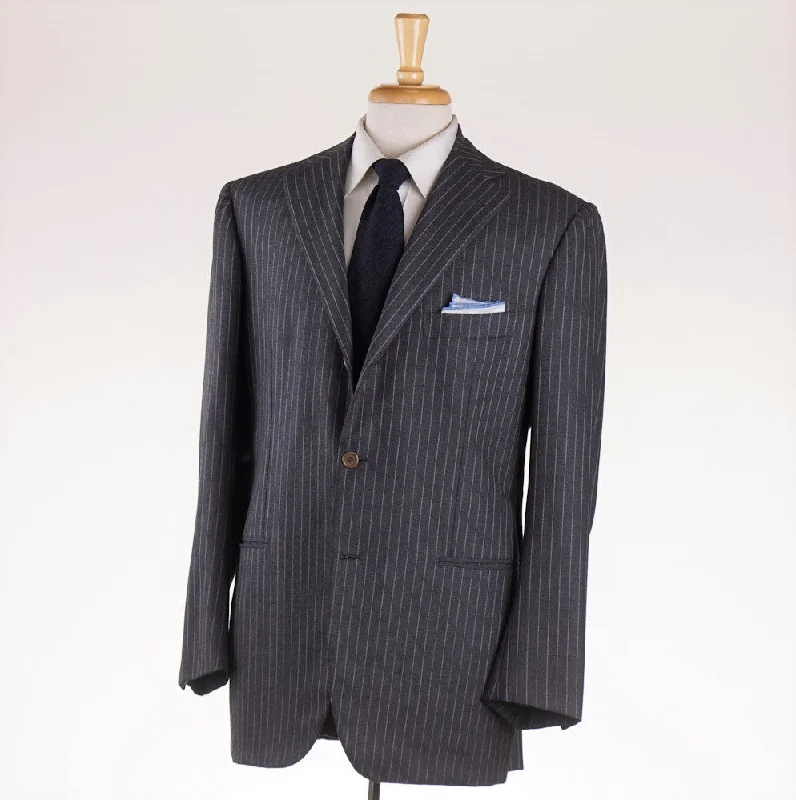 Orazio Luciano Gray Stripe Wool-Cashmere Suit Dapper Men's Bow