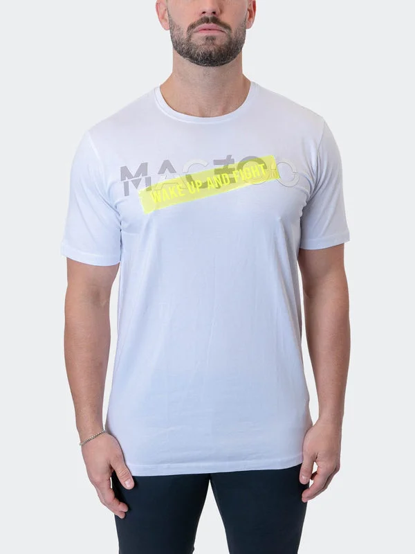 Maceoo Stretch Short-Sleeve Athletic Wear | Tee WakeUpFight White Relaxed Men's Beach