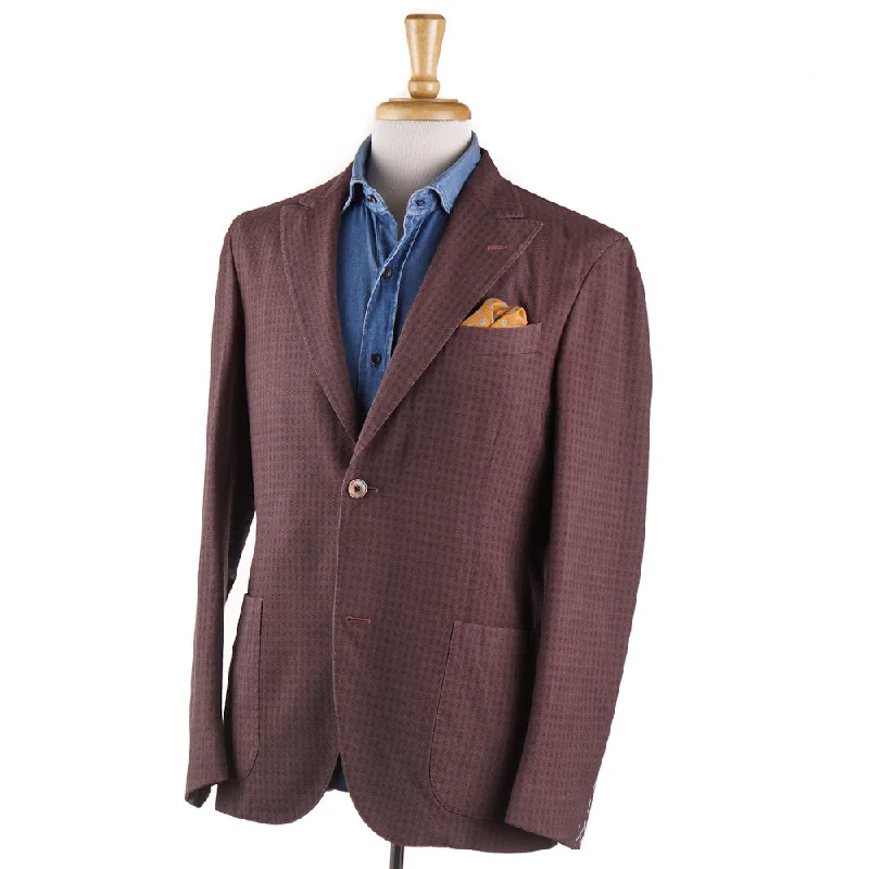 Boglioli Wool Sport Coat in Brick Red Jacquard Rugged Men's Outdoor 