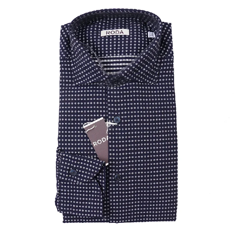 Roda Navy Dot Pattern Cotton Shirt Stylish Men's Neon