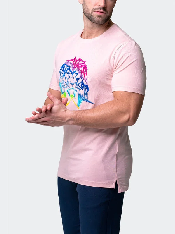 Maceoo Stretch Short-Sleeve Athletic Wear | Tee Neon Pink Youthful Men's Pop