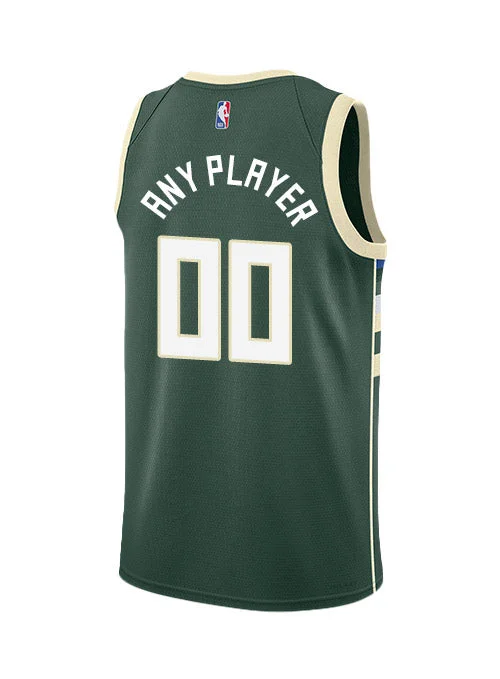 Nike 2022 Icon Edition Custom Milwaukee Bucks Swingman Jersey Youthful Men's Pop