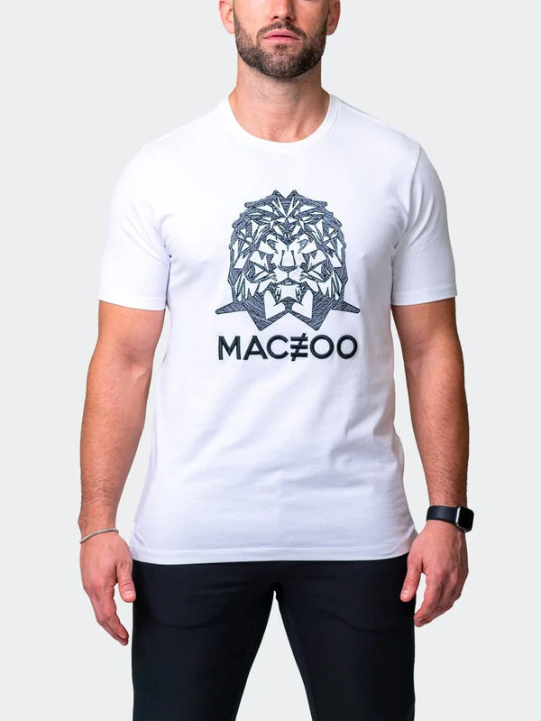 Maceoo Stretch Short-Sleeve Athletic Wear | Tee Mighty Mane White Preppy Men's College