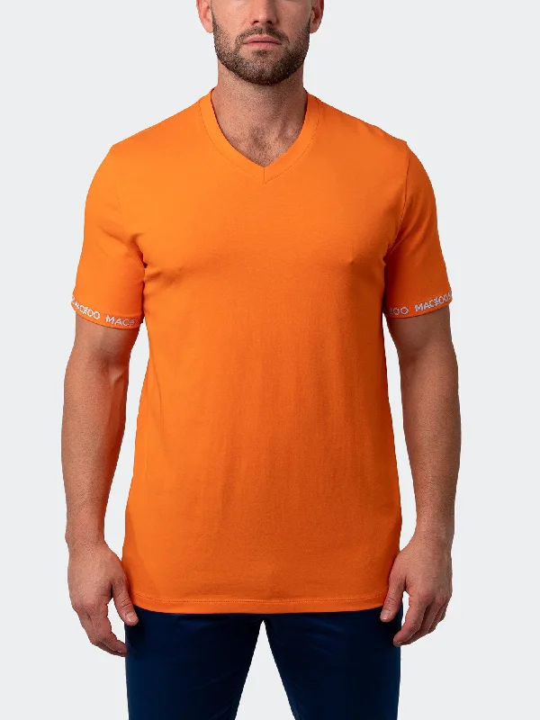 Maceoo Stretch Short-Sleeve Tshirts | V-Neck VivaldiSleeve Orange British Gentleman Style