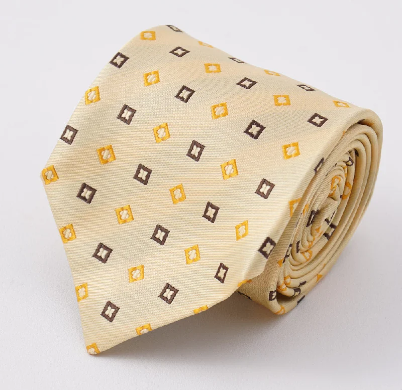 Cesare Attolini Yellow Jacquard Silk Tie Hip Men's Retro