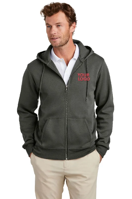 Brooks Brothers Double-Knit Full-Zip Hoodie, Windsor Grey Sophisticated Men's French