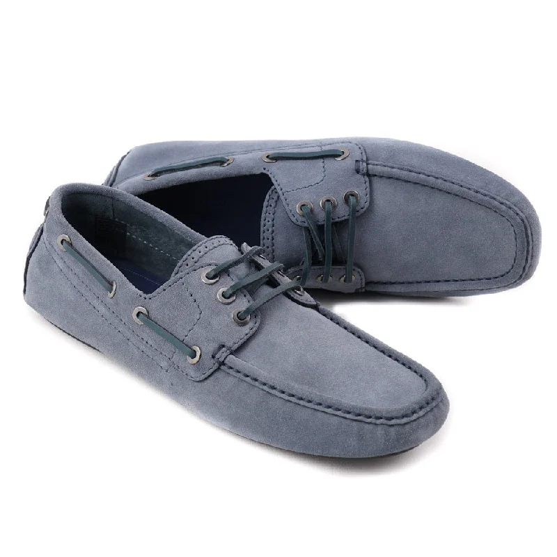 Brioni Blue Calf Suede Driving Loafers Artistic Men's Hand