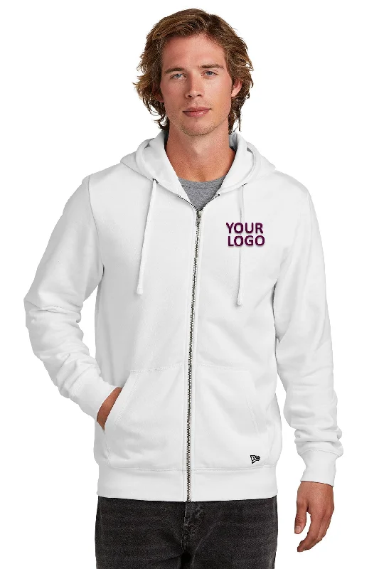 New Era Comeback Fleece Full-Zip Custom Hoodies, White Hip Men's Urban