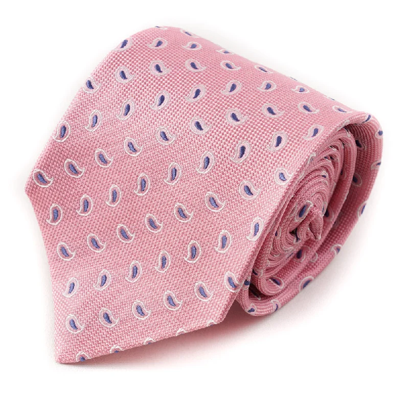 Isaia Pink and Blue Paisley 7-Fold Silk Tie Business