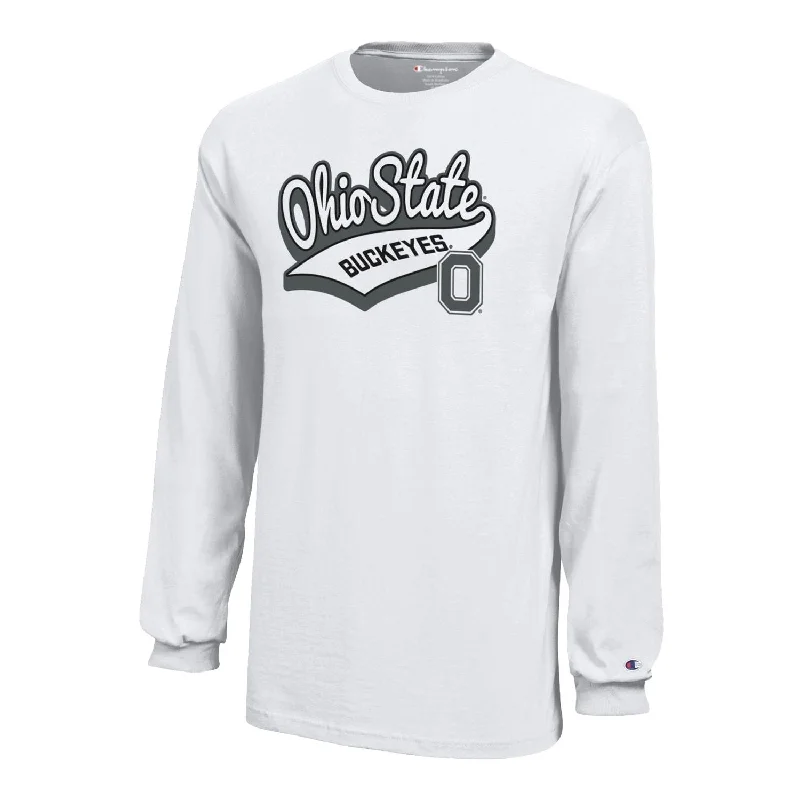 Youth Ohio State Buckeyes Banner Long Sleeve T-Shirt Stylish Men's Tropical 