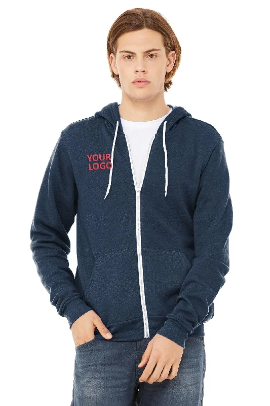 Bella Canvas Unisex Fleece Full-Zip Hoodie, Navy Youthful Men's Pop