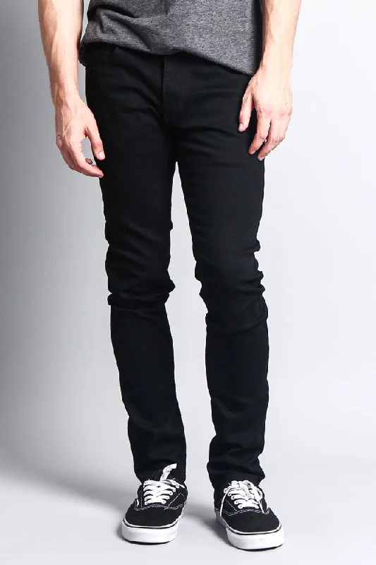 Premium Denim Skinny Fit Jeans (Black) Hip Men's Retro