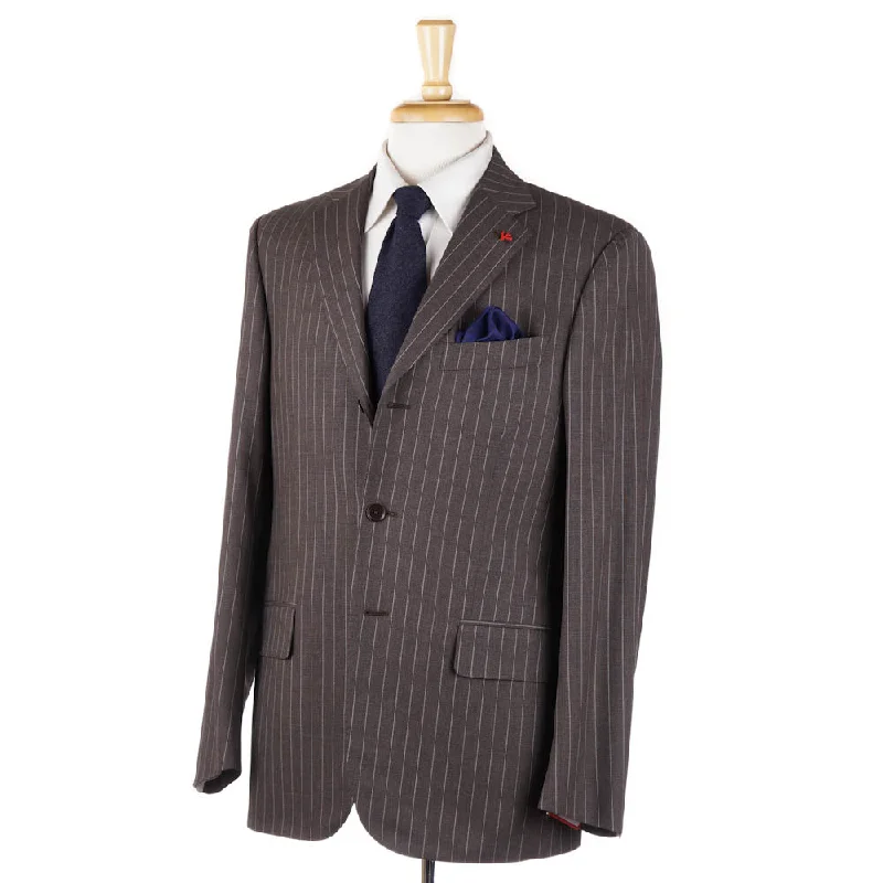 Isaia Chocolate Brown 'Aqua 3-Ply' Suit Luxurious Men's High