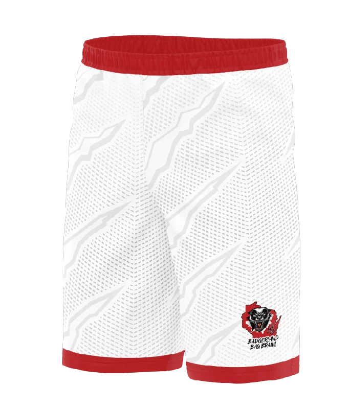 Badgerland Brawl Shorts White Red Laid