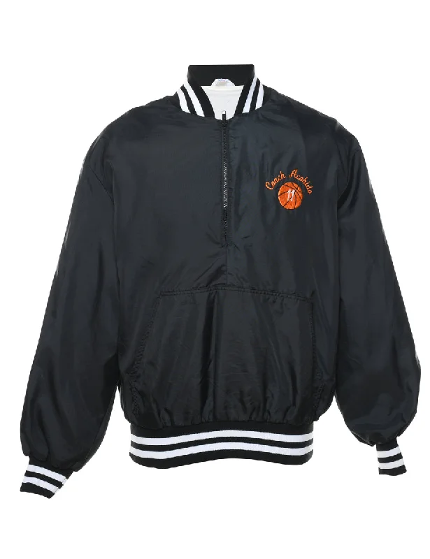 Black & Orange Campbell Design Basketball Bomber Jacket - XL Confident Men's High