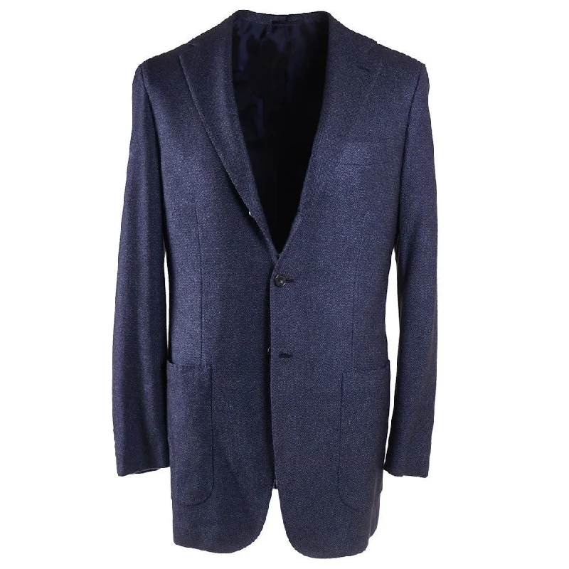 Kiton Dark Blue Cashmere-Silk Sport Coat Athletic Men's Compression