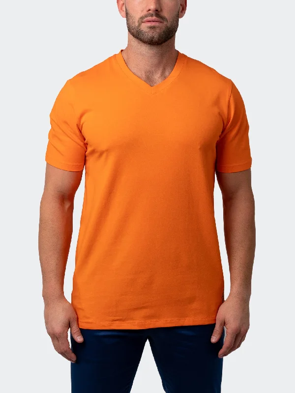 Maceoo Stretch Short-Sleeve Tshirts | V-Neck VivaldiCore Orange Traditional Men's Wool