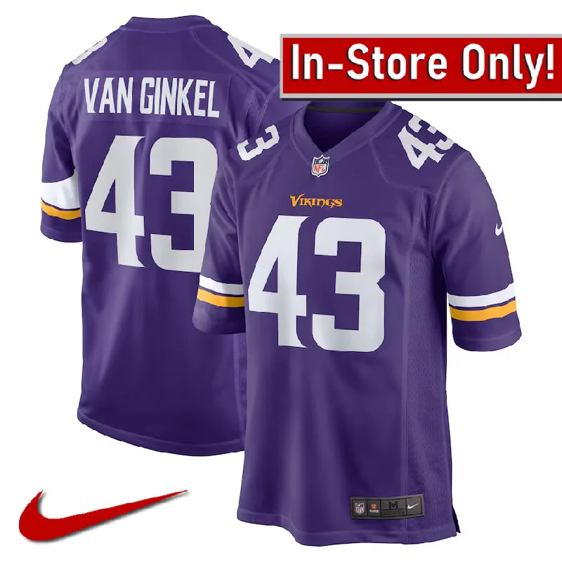 AVAILABLE IN-STORE ONLY! Andrew Van Ginkel Minnesota Vikings Purple Nike Game Jersey Lumberjack