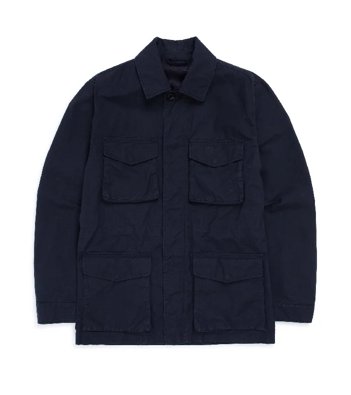 Trunk Blandford Waxed Cotton Field Jacket: Navy Sleek Men's Metallic