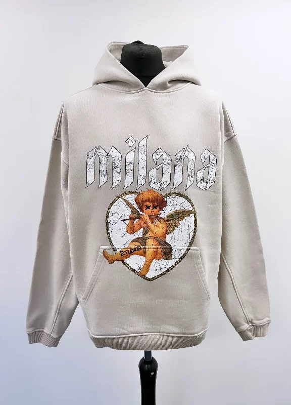 Washed Taupe Cherub Heavyweight Hoodie. Earthy Men's Sustainable 