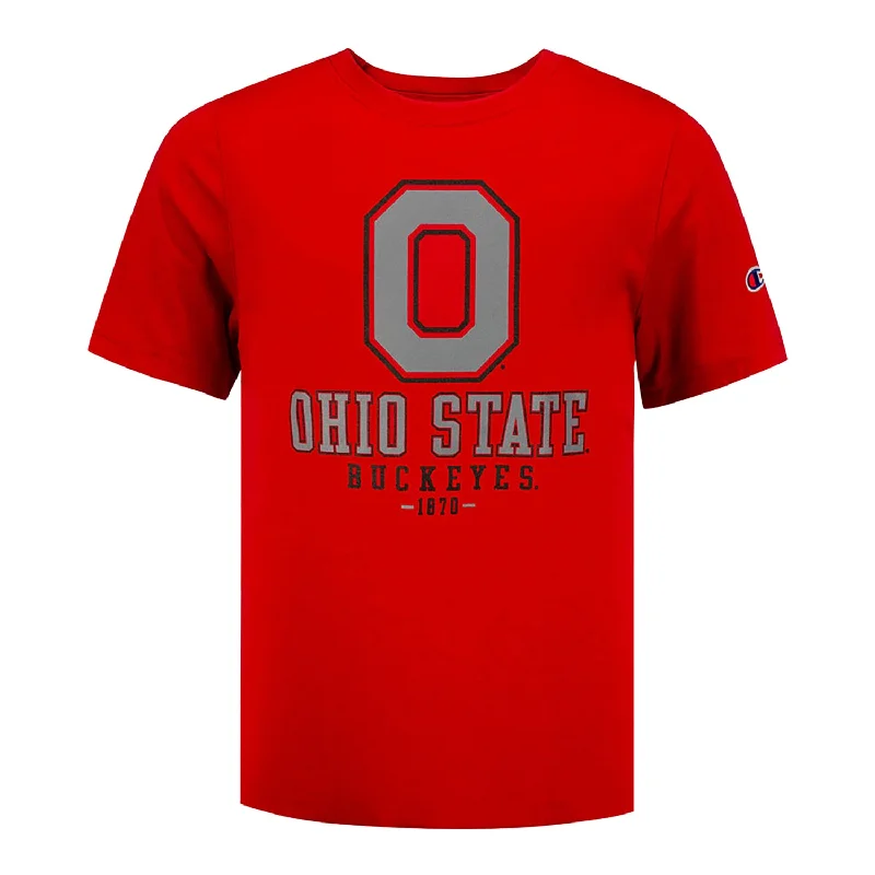 Youth Ohio State Buckeyes Stacked 1870 T-Shirt Casual Men's Loose