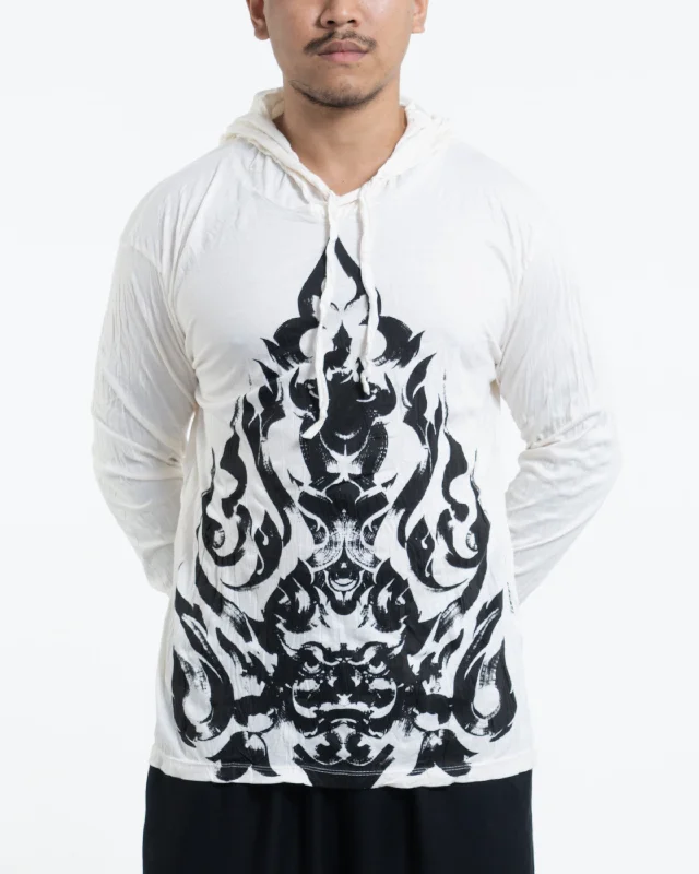 Unisex Buddha Chakra Hoodie in White Streetwear Style