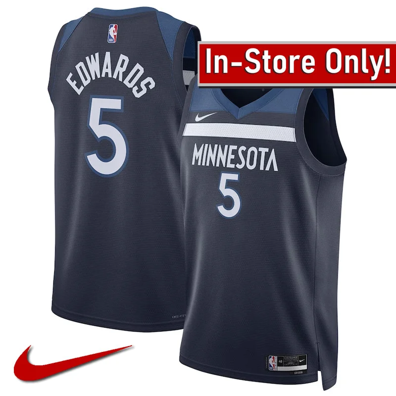 AVAILABLE IN-STORE ONLY! Anthony Edwards Nike Navy Minnesota Timberwolves Replica Icon Edition Swingman Jersey Tailored