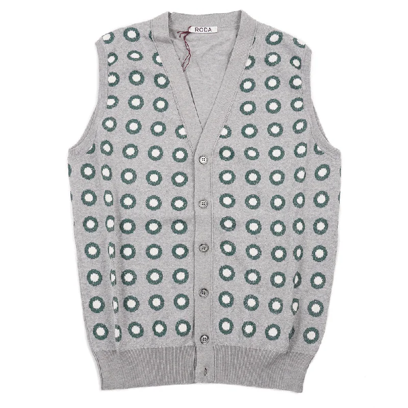 Roda Patterned Cardigan Sweater Vest Modern Men's Geometric