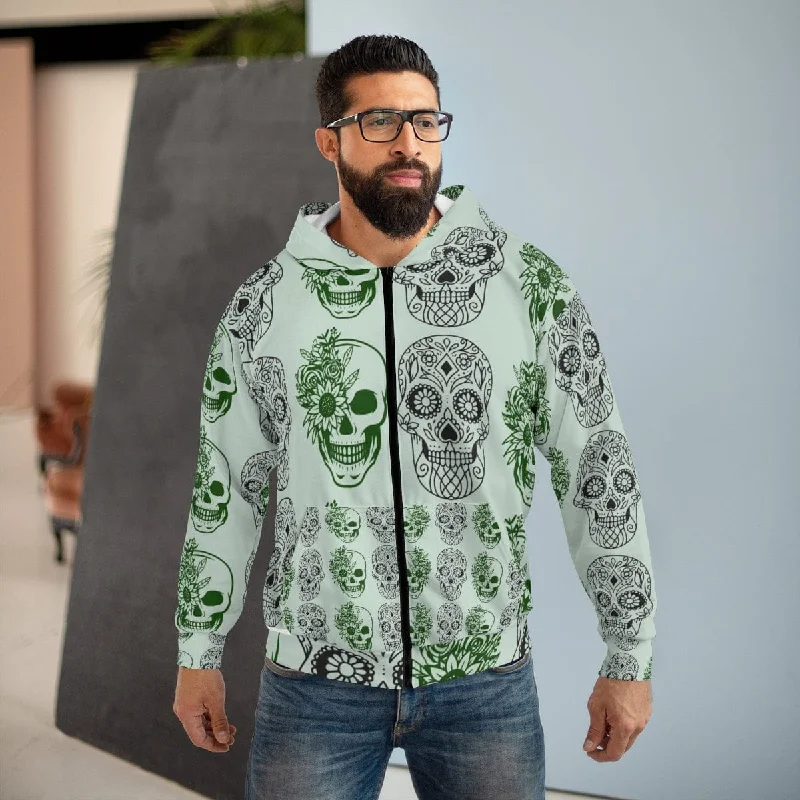 Skull Pattern Unisex Zip Up Hoodie Casual Men's Japanese 