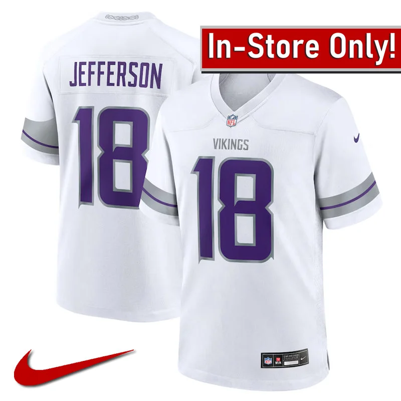 AVAILABLE IN-STORE ONLY! Justin Jefferson Youth Minnesota Vikings White Nike Alternate Game Jersey Casual Men's Loose