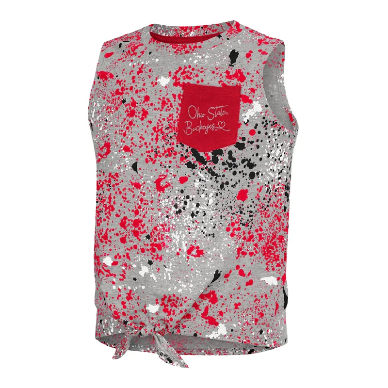 Girls Ohio State Buckeyes Splatter Tie Front Tank British Gentleman Style