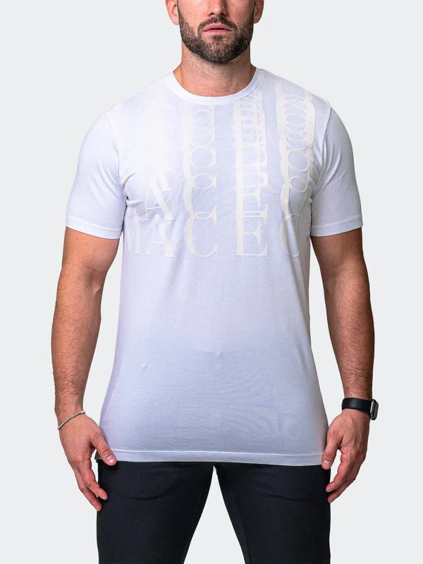 Maceoo Stretch Short-Sleeve Athletic Wear | Tee Repetition White Traditional Men's Wool