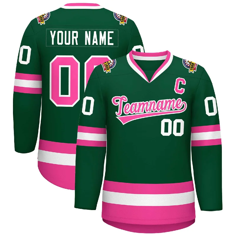 Custom Green Pink-White Classic Style Hockey Jersey Earthy Men's Sustainable 