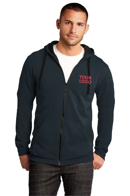 District Young Mens Concert Full-Zip Hoodies, New Navy Bold Men's Statement