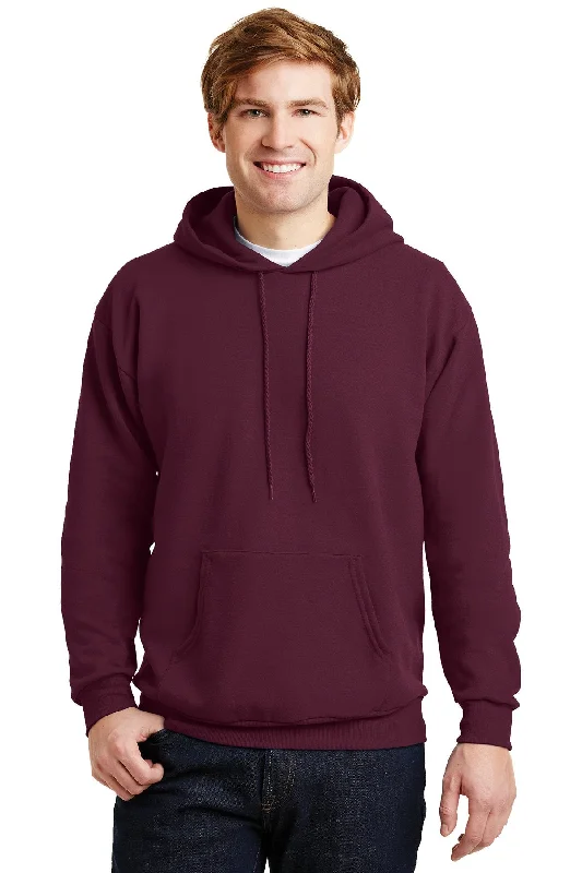 Hanes Ecosmart Pullover Hooded Sweatshirt P170 Maroon Refined Men's European